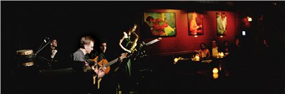 PE DE CANA @ The Cellar Jazz Club with guest Sandra-Mae; photo by David Sandford
